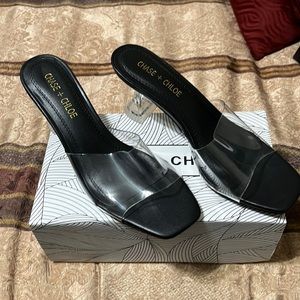 Chase + Chloe Slip on Hourglass Lucite Heels Size 6.5